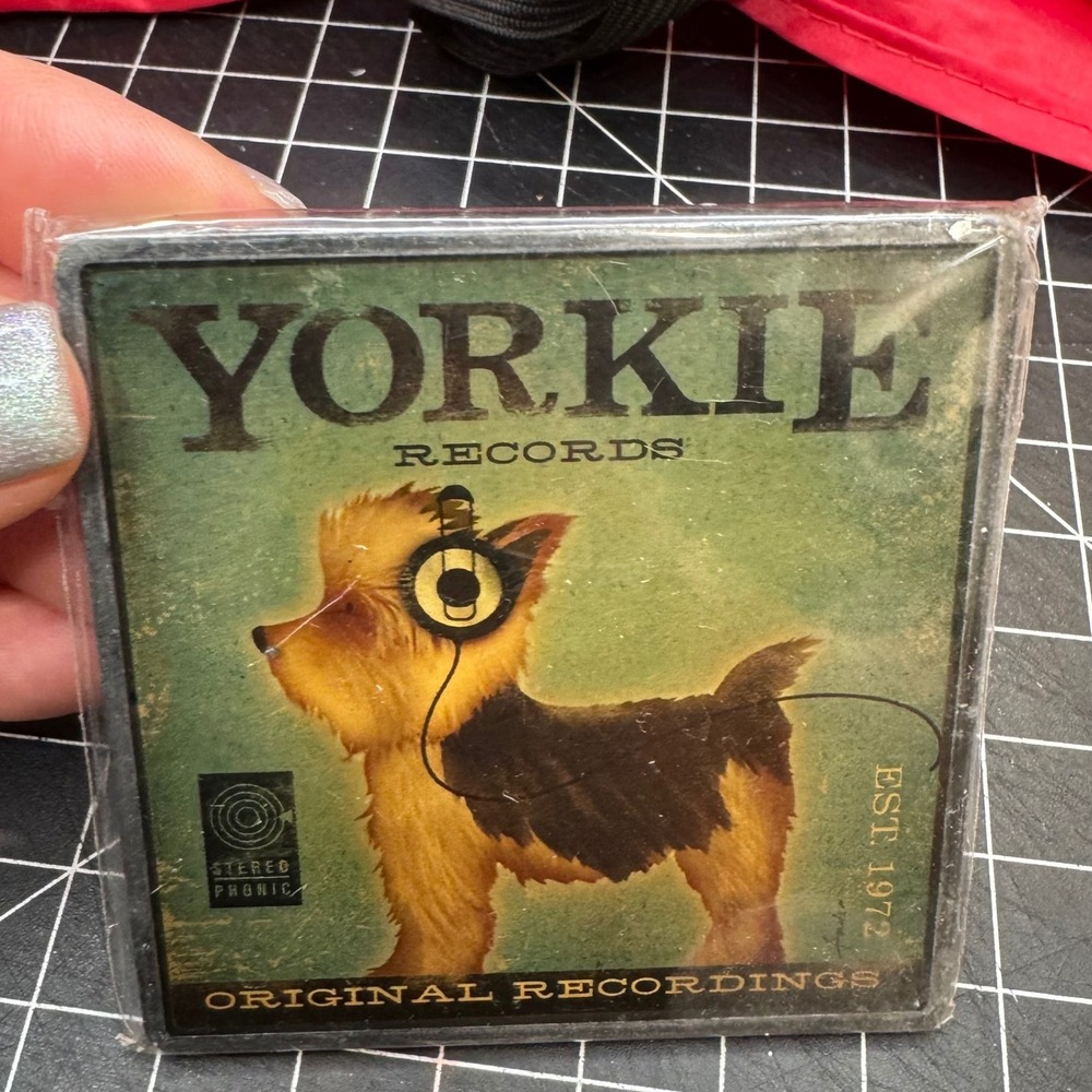 Yorkie Records Original Recordings Magnet Dogs Rock Vintage Style Pet Dog Love